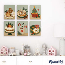 Load image into Gallery viewer, Mini Paint by numbers 6"x8" (6 pieces) - Christmas Sweets