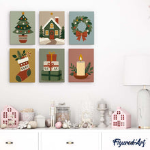 Load image into Gallery viewer, Mini Paint by numbers 6"x8" (6 pieces) - Christmas Ornament Collection