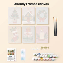 Load image into Gallery viewer, Mini Paint by numbers 6"x8" (6 pieces) - Christmas Ornament Collection