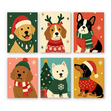 Load image into Gallery viewer, Mini Paint by numbers 6"x8" (6 pieces) - Christmas Puppies Figured'Art