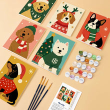 Load image into Gallery viewer, Mini Paint by numbers 6"x8" (6 pieces) - Christmas Puppies