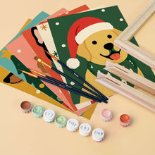Load image into Gallery viewer, Mini Paint by numbers 6"x8" (6 pieces) - Christmas Puppies