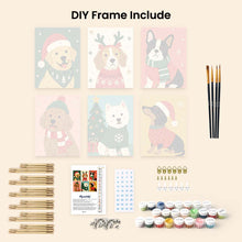 Load image into Gallery viewer, Mini Paint by numbers 6"x8" (6 pieces) - Christmas Puppies