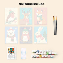 Load image into Gallery viewer, Mini Paint by numbers 6"x8" (6 pieces) - Winter Wildlife