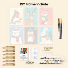 Load image into Gallery viewer, Mini Paint by numbers 6"x8" (6 pieces) - Winter Wildlife