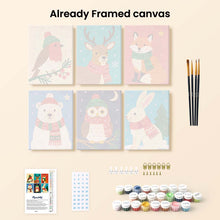 Load image into Gallery viewer, Mini Paint by numbers 6"x8" (6 pieces) - Winter Wildlife