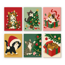 Load image into Gallery viewer, Mini Paint by numbers 6"x8" (6 pieces) - Christmas Kitten Fun Figured'Art