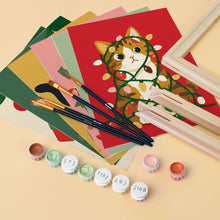Load image into Gallery viewer, Mini Paint by numbers 6"x8" (6 pieces) - Christmas Kitten Fun