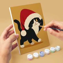 Load image into Gallery viewer, Mini Paint by numbers 6"x8" (6 pieces) - Christmas Kitten Fun