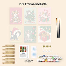 Load image into Gallery viewer, Mini Paint by numbers 6"x8" (6 pieces) - Christmas Kitten Fun