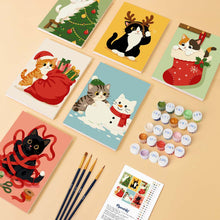 Load image into Gallery viewer, Mini Paint by numbers 6"x8" (6 pieces) - Holiday Kitty Adventures