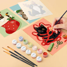 Load image into Gallery viewer, Mini Paint by numbers 6"x8" (6 pieces) - Holiday Kitty Adventures