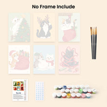Load image into Gallery viewer, Mini Paint by numbers 6"x8" (6 pieces) - Holiday Kitty Adventures