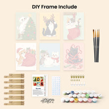 Load image into Gallery viewer, Mini Paint by numbers 6"x8" (6 pieces) - Holiday Kitty Adventures