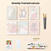 Load image into Gallery viewer, Mini Paint by numbers 6"x8" (6 pieces) - Holiday Kitty Adventures