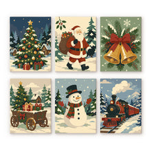 Load image into Gallery viewer, Mini Paint by numbers 6"x8" (6 pieces) - Christmas Storybook Figured'Art