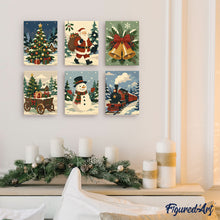 Load image into Gallery viewer, Mini Paint by numbers 6"x8" (6 pieces) - Christmas Storybook