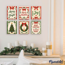 Load image into Gallery viewer, Mini Paint by numbers 6"x8" (6 pieces) - Merry Christmas Wishes