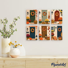 Load image into Gallery viewer, Mini Paint by numbers 6"x8" (6 pieces) - Welcome Home Autumn