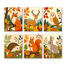 Load image into Gallery viewer, Mini Paint by numbers 6"x8" (6 pieces) - Forest Critters Figured'Art