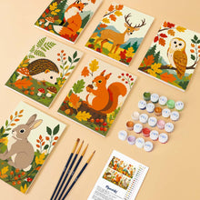 Load image into Gallery viewer, Mini Paint by numbers 6"x8" (6 pieces) - Forest Critters