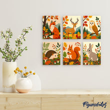 Load image into Gallery viewer, Mini Paint by numbers 6"x8" (6 pieces) - Forest Critters
