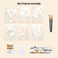 Load image into Gallery viewer, Mini Paint by numbers 6"x8" (6 pieces) - Forest Critters
