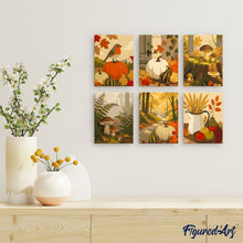 Load image into Gallery viewer, Mini Paint by numbers 6"x8" (6 pieces) - Forest Harvest Trail