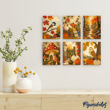 Load image into Gallery viewer, Mini Paint by numbers 6"x8" (6 pieces) - Woodland Harvest