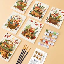 Load image into Gallery viewer, Mini Paint by numbers 6"x8" (6 pieces) - Woodland Basket
