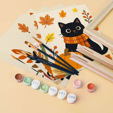 Load image into Gallery viewer, Mini Paint by numbers 6"x8" (6 pieces) - Spooky Cat Night