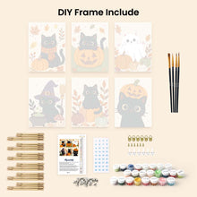 Load image into Gallery viewer, Mini Paint by numbers 6"x8" (6 pieces) - Spooky Cat Night