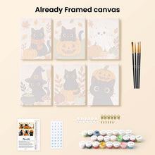 Load image into Gallery viewer, Mini Paint by numbers 6"x8" (6 pieces) - Spooky Cat Night