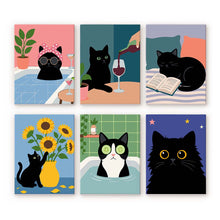 Load image into Gallery viewer, Mini Paint by numbers 6"x8" (6 pieces) - Cat Life Figured'Art