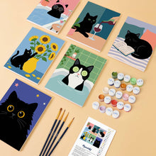 Load image into Gallery viewer, Mini Paint by numbers 6"x8" (6 pieces) - Cat Life