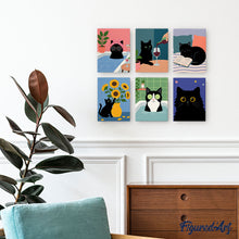 Load image into Gallery viewer, Mini Paint by numbers 6"x8" (6 pieces) - Cat Life