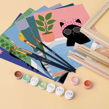Load image into Gallery viewer, Mini Paint by numbers 6"x8" (6 pieces) - Cat Life