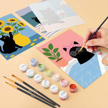 Load image into Gallery viewer, Mini Paint by numbers 6"x8" (6 pieces) - Cat Life