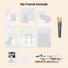 Load image into Gallery viewer, Mini Paint by numbers 6"x8" (6 pieces) - Cat Life