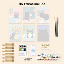 Load image into Gallery viewer, Mini Paint by numbers 6"x8" (6 pieces) - Cat Life