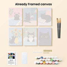 Load image into Gallery viewer, Mini Paint by numbers 6"x8" (6 pieces) - Cat Life