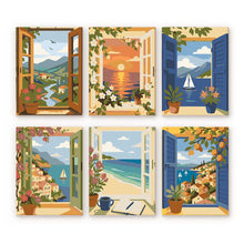 Load image into Gallery viewer, Mini Paint by numbers 6"x8" (6 pieces) - Ocean View Windows Figured'Art