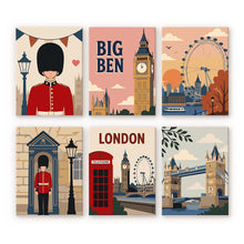 Load image into Gallery viewer, Mini Paint by numbers 6"x8" (6 pieces) - London Postcards Figured'Art
