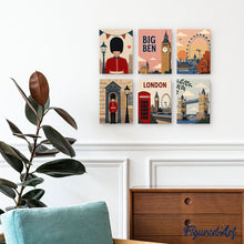 Load image into Gallery viewer, Mini Paint by numbers 6"x8" (6 pieces) - London Postcards