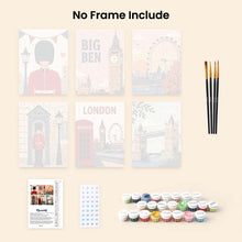 Load image into Gallery viewer, Mini Paint by numbers 6"x8" (6 pieces) - London Postcards