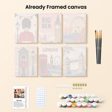 Load image into Gallery viewer, Mini Paint by numbers 6"x8" (6 pieces) - London Postcards