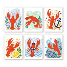 Load image into Gallery viewer, Mini Paint by Numbers Set 6"x8" (6 pieces) - Coastal Lobster Collection Figured'Art