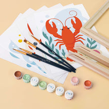 Load image into Gallery viewer, Mini Paint by Numbers Set 6"x8" (6 pieces) - Coastal Lobster Collection