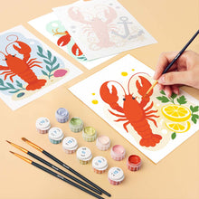 Load image into Gallery viewer, Mini Paint by Numbers Set 6"x8" (6 pieces) - Coastal Lobster Collection
