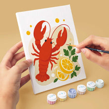 Load image into Gallery viewer, Mini Paint by Numbers Set 6"x8" (6 pieces) - Coastal Lobster Collection